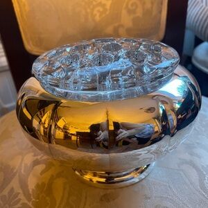 Vintage silver plated flower bowl with flower frog.